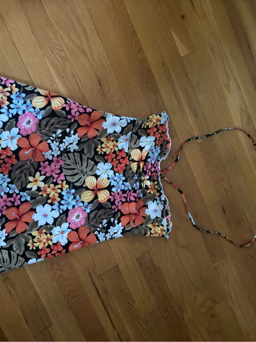 Forever 21 Black Floral A-Line Skirt with Multi-Colored Blooms